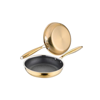 Poêle à frire moderne indispensable pour la cuisine, en acier inoxydable triple couche alvéolé, antiadhésive, compatible gaz, durable pour la cuisson domestique