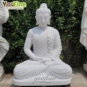 Estátuas de Buda em Pedra Natural de Alta Qualidade YOUFINE, Buda Sentado em Mármore Branco à Venda - Product Image 5