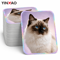 Autocollants holographiques personnalisés en points de cristal pour boîte d'expédition pour animaux de compagnie et lit pour chat, autocollants découpés sur mesure pour portrait d'animal personnalisé