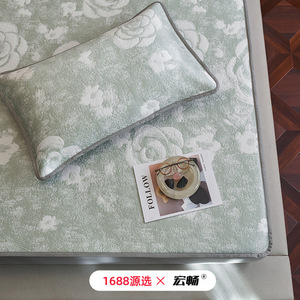 [Brand] Cooling Fitted Sheet Mat 1.5m 1.8m Ice Silk Modern Style Washable Summer <b>Bedding</b> <b>Set</b> - Product Image 5