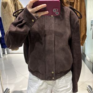 2025 automne surdimensionné marron foncé daim veste femmes en cuir véritable veste dames Bomber veste - Product Image 5