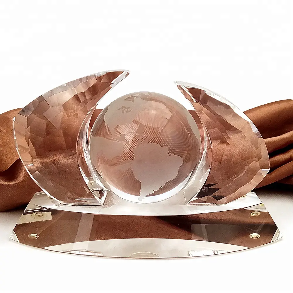 Honor of crystal Factory Wholesale Desktop Clear Crystal Ball Globe 80mm con mappa del mondo