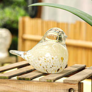 Figuras de Pájaros de Cristal Coleccionables, Estatuilla Decorativa Ecológica Pulida de Color Amarillo Pálido, Adorno de Animales, Pisapapeles, Regalo - Product Image 3