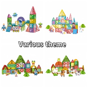 Ensemble de jouets dinosaures à aimants puissants, blocs magnétiques en plastique imprimés multicolores, coffret cadeau éducatif, tuiles de <span class=keywords><strong>construction</strong></span> pour zoo - Product Image 3