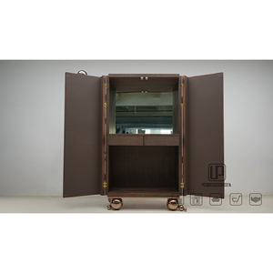 Italian Rectangle Corner Solid Wood Stand <b>Design</b> Living Room Furniture Wall <b>Unit</b> Brown Cabinet With Mirror Living Room Furniture - Product Image 3