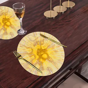 로즈 골드 민들레 모양 자연 PVC Placemats 테이블 매트