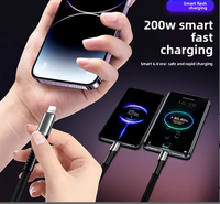 Câble de données 3-en-1 (connecteurs Micro USB/Type-C) Charge ultra-rapide 65W Tressage en alliage d'aluminium Cadeau d'affaires haut de gamme Mobile