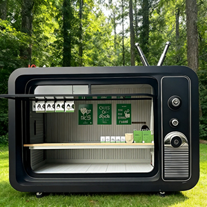 Chariot de restauration mobile inspiré des séries télévisées rétro, idéal pour le café, les snacks, les desserts, la vente en extérieur et les marchés nocturnes. - Product Image 2