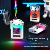 Briquet électronique en métal transparent à dégradé de couleurs, coupe-vent, rechargeable, design moderne et minimaliste – Cadeau esthétique haut de gamme