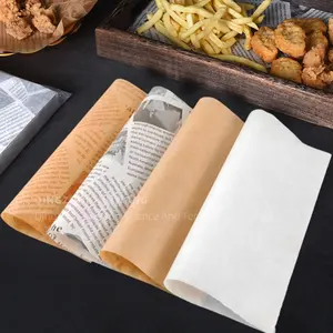 Papel de embrulho para embalagem de pão e hambúrguer, papel revestido de Pe e cera à prova de graxa de qualidade alimentar personalizada de fábrica com impressão de logotipo