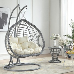 เฟอร์นิเจอร์สวนกลางแจ้งแบบสองคนทันสมัยชิงช้าแขวนสบายเก้าอี้ไข่ - Product Image 1