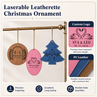 Ornement de Noël vierge en similicuir pour gravure laser, décoration de sapin de Noël DIY, cadeau personnalisé en faux cuir à suspendre