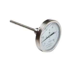 Kualitas Tinggi WSS 100Mm Minyak Diisi 0-120 Tahan Air dan Tahan Goncangan Bimetal Thermometer dengan 1/2 "NPT 4 Inch Panggil