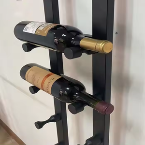 Exhibidor de Vino <span class=keywords><strong>Vertical</strong></span> de Metal y Madera Maciza, Montado en la Pared, con Altura Ajustable y Funciones Extensibles para Muebles del Hogar - Product Image 6