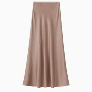 <span class=keywords><strong>Jupe</strong></span> <span class=keywords><strong>longue</strong></span> en satin d'été 2026 pour femme, <span class=keywords><strong>taille</strong></span> <span class=keywords><strong>haute</strong></span>, coupe ajustée, style coréen, couleur unie champagne et noir, <span class=keywords><strong>jupe</strong></span> midi pour femme - Product Image 4