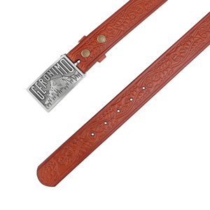 Venta al por mayor de cuero genuino vaquero vaquera tallada cinturón con placa occidental hebilla de aleación en relieve correa de material - Product Image 4