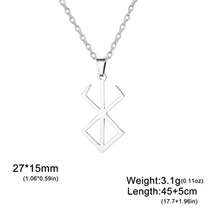 Creux En Acier Inoxydable Fury Rune Collier Or Couleur Fury Rune Charme Collier Cadeaux Amulette pour Hommes - Product Image 6