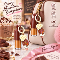 Porte-clés Crème Glacée au Chocolat, Huile à Lèvres Hydratante, Gloss à Lèvres, Boîte de Présentation 12 Pièces, Vente en Gros, OEM