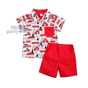 T-shirt à manches courtes pour garçons HP Boy Toddler avec imprimés de dessins animés de Noël, hauts et shorts pour enfants KBCS-018 - Product Image 1