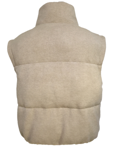 Oatmeal Melange Knit Puffer Vest High-Stretch BPT Tech-Yarn Quilted Gilet <strong>Women's</strong> Premium Urban Outdoor Padded <strong>Waistcoat</strong> Zipper - Product Image 3