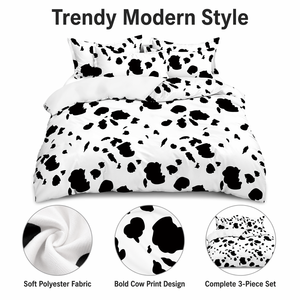 Juego de Ropa de Cama con Estampado de Vacas Blancas y Negras, Envío Directo desde la UE, 3 Piezas, Funda de Edredón de Poliéster, Stock Local en Polonia, 160x200 180x200 - Product Image 2
