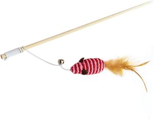 Factory Direct Sale Wooden Mouse With a Sounding Bell the Cat Charmer Wand Interactive Cat Teaser Toys - Product Image 2