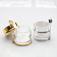Pot en verre transparent personnalisé de 30g, 50g, 80g, luxe, doré, pour crème pour les yeux, masque cosmétique, emballage de soins de la peau, avec couvercle en plastique et cuillère