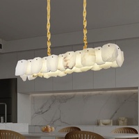 Lustre LED moderne de designer, tout en cuivre et marbre, de luxe, minimaliste, à hauteur réglable, pour salle à manger, salon, salon de thé, duplex, escalier