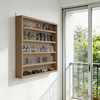 Vitrine murale en bois faite à la main, boîte à ombre multi-niveaux avec panneaux transparents coulissants, cadre de rangement pour collection de jouets, poupées, médailles
