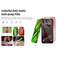 Protection d'écran en verre trempé coloré pour la confidentialité, film anti-espion miroir ESD pour iPhone 16 Pro Max 15 Plus 14 13 12 11 Pro XS XR