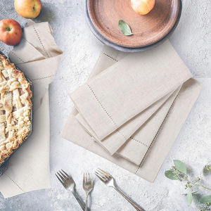 Top vendeur blanc 100% serviettes en tissu de lin brodé à la main élégance classique pour les repas et les fêtes - Product Image 6