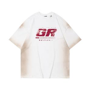 Camisa de manga corta de verano de moda retro personalizada con cuello de hebilla en forma de I Street Spray Dirty Craft Camisetas para hombres y mujeres - Product Image 1