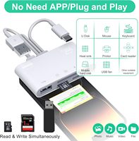 Adaptador USB Tipo C OTG, USB 2.0, SD/TF, Conector de Audio de 3.5mm, Transferencia de Datos para Smartphone, Lector de Tarjetas USB, Hub, en Stock