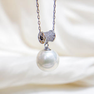 Accessoires en perles DIY, pendentif en argent S925 avec perle ronde de 10 à 15 mm, support vide pour la taille fine des femmes, 31448 - Product Image 4