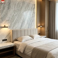 Comptoir de cuisine, îlot, table à manger, mur de chambre, salon, lavabo de salle de bain en marbre vert italien Fendi étanche pour hôtels et villas