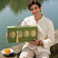 Coffret Cadeau de Gâteaux de Lune pour le Festival de la Mi-Automne en Gros, Personnalisable avec Logo, Poignée en Cuir, Emballage Premium, Vente Chaude