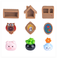 Mini étagère murale hibou horloge fleur Vase tirelire Miniature maison de poupée Micro paysage bricolage résine artisanat modèle enfants jouer jouet
