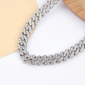 9Mm full rhinestone minimalist <b>Cuban</b> <b>chain</b>, rhombus personalized hip-hop fashion necklace, light luxury jewelry men - Product Image 6