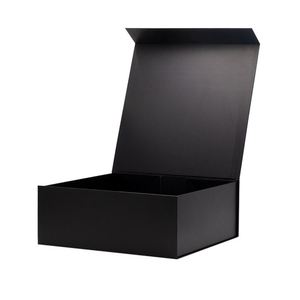 Boîte à chaussures de luxe en stock, grande, carrée, noire, avec fermeture magnétique et couvercle rabattable, avec ruban - Product Image 4
