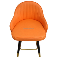 Tabouret de bar moderne réglable en hauteur, orange, en cuir PU, avec repose-pieds, pour îlot de cuisine, bar à domicile