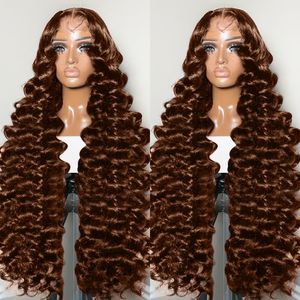 Chocolat Brun Brésilien 4 #   Perruque Lace Front HD longue en cheveux humains naturels pour femmes, ondulations lâches - Product Image 2