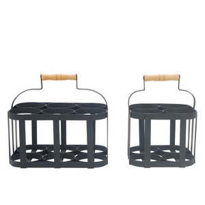 Đen chai nước giải khát 4 chai rượu vang Caddy dây kim loại chủ tàu sân bay Caddy với tay cầm bằng gỗ cho phòng tập thể dục chai nước - Product Image 6