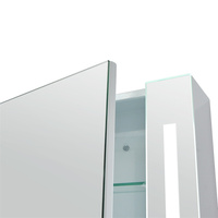 Armoire à miroir en acier Kaitze avec éclairage LED des deux côtés, dimmable 3CCT, avec prise pour rasoir électrique