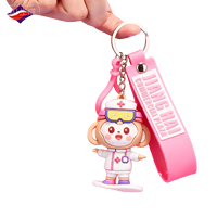 Porte-clés PVC personnalisé tendance pour le ski, pendentif multicolore créatif en plastique souple, figurine de dessin animé, cadeau ludique, imprimé en typographie pour entreprise
