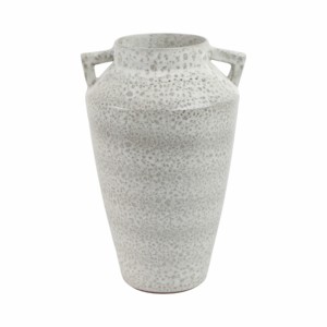 Vaso in terracotta testurizzato con manici, forma affusolata, vaso moderno per fiori, decorazione per soggiorno, espositore rustico per la casa - Product Image 1