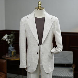 Blazer de Lino de Lujo para Hombre, Blanco, Estilo Deportivo de Verano, Cierre de un Botón, Bolsillos con Parches, Transpirable, Estilo <span class=keywords><strong>Riviera</strong></span> Italiana - Product Image 3