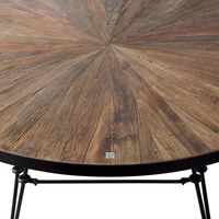 Table à manger ronde en bois massif de style vintage de luxe français AY-715, éco-responsable et durable, avec pieds en métal