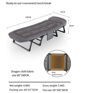 Lit pliant rembourré avec coussin moelleux - Lit pliable portable de 180 cm avec appui-tête confortable et cadre en acier robuste pour la maison - Product Image 4
