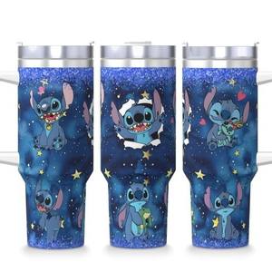 40oz Stitch cartone animato Tumbler in acciaio inox borraccia bottiglia <span class=keywords><strong>di</strong></span> acqua isolante tazza con manico <span class=keywords><strong>di</strong></span> paglia coperchio - Product Image 6