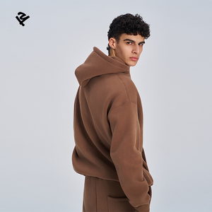 Tute sportive da uomo di alta qualità in pile e felpa con cappuccio con logo personalizzato ricamo tute <span class=keywords><strong>marroni</strong></span> per uomo Set 2 pezzi - Product Image 2